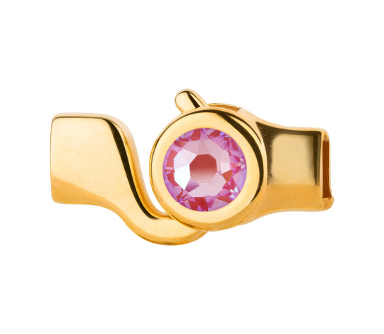 Hakenverschluss gold mit Kristallstein Crystal Lotus Pink DeLite 7mm (ID 5x2) 24K vergoldet