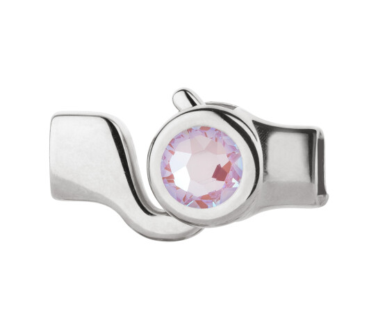 Fermeture à crochet argent antique avec un pierre de cristal Crystal Lavender DeLite 7mm (ID 5x2) 999° argenté