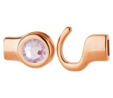 Hook closure rose gold with crystal stone Crystal Lavender DeLite 7mm (ID 5x2) 24K rose gold plated