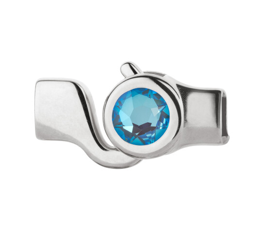 Haaksluiting antiek zilver met kristallen steen Crystal Ocean DeLite  7mm (ID 5x2) 999° antiek verzilverd