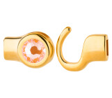 Hook closure gold with crystal stone Crystal Peach DeLite 7mm (ID 5x2) 24K gold plated