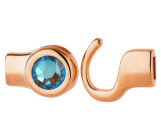 Hook closure rose gold with crystal stone Crystal Army Green DeLite 7mm (ID 5x2) 24K rose gold plated