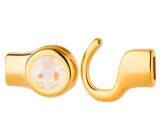 Hakenverschluss gold Kristallstein Crystal Light Grey DeLite 7mm (ID 5x2) 24K vergoldet