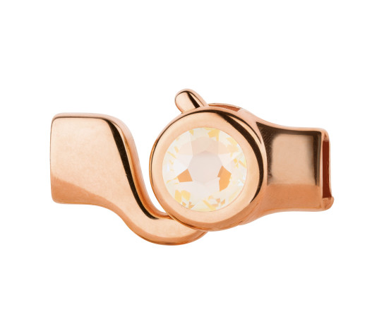 Haaksluiting rosegoud met kristalsteen Light Grey DeLite 7mm (ID 5x2) 24K rosé verguld