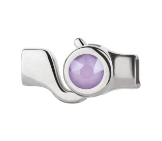 Hook closure silver antique with crystal stone in Crystal Lilac 7mm (ID 5x2) 999° antique silver plated
