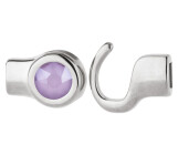 Chiusura a gancio argento antico con pietra cristallo Crystal Lilac 7mm (ID 5x2) 999° placcato argento