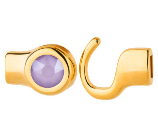 Hook closure gold with crystal stone Crystal Lilac 7mm (ID 5x2) 24K gold plated