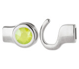Hook closure silver antique with crystal stone in Crystal Lime 7mm (ID 5x2) 999° antique silver plated