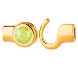 Cierre de gancho dorado con cristal Crystal Lime 7mm (ID 5x2) 24K chapado en oro