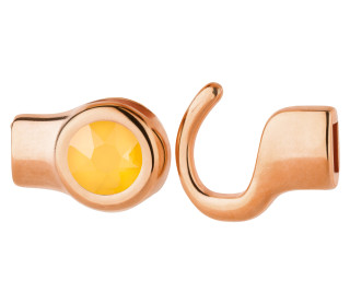 Cierre de gancho oro rosa con cristal Buttercup 7mm (ID 5x2) 24K chapado en oro rosa