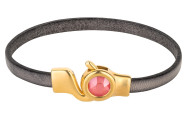 Hakenverschluss gold mit Kristallstein Crystal Light Coral 7mm (ID 5x2) 24K vergoldet