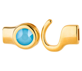 Hakenverschluss gold Kristallstein Crystal Summer Blue 7mm (ID 5x2) 24K vergoldet