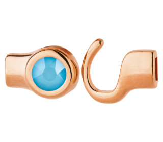 Hakenverschluss rosegold mit Kristallstein Summer Blue 7mm (ID 5x2) 24K rosé vergoldet
