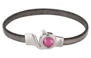 Haaksluiting antiek zilver met kristallen steen Crystal Peony Pink  7mm (ID 5x2) 999° antiek verzilverd