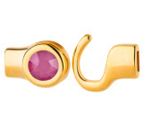 Cierre de gancho dorado con cristal Crystal Peony Pink 7mm (ID 5x2) 24K chapado en oro