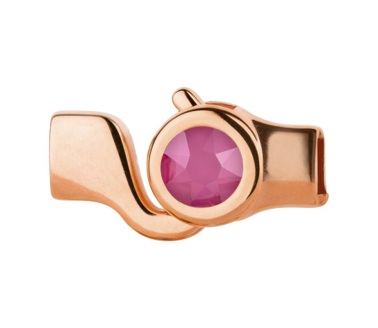 Haaksluiting rosegoud met kristalsteen Peony Pink 7mm (ID 5x2) 24K rosé verguld