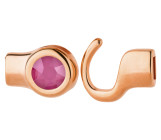 Haaksluiting rosegoud met kristalsteen Peony Pink 7mm (ID 5x2) 24K rosé verguld