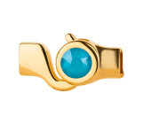 Hakenverschluss gold mit Kristallstein Crystal Azure Blue 7mm (ID 5x2) 24K vergoldet