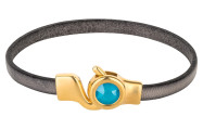 Hakenverschluss gold mit Kristallstein Crystal Azure Blue 7mm (ID 5x2) 24K vergoldet