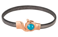 Hakenverschluss rosegold mit Kristallstein Azure Blue 7mm (ID 5x2) 24K rosé vergoldet