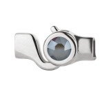 Haaksluiting antiek zilver met kristallen steen Crystal Dark Grey  7mm (ID 5x2) 999° antiek verzilverd