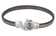 Haaksluiting antiek zilver met kristallen steen Crystal Dark Grey  7mm (ID 5x2) 999° antiek verzilverd