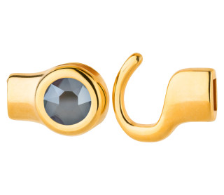 Cierre de gancho dorado con cristal Crystal Dark Grey 7mm (ID 5x2) 24K chapado en oro