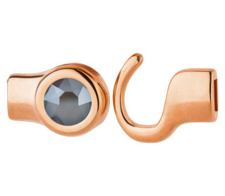 Hakenverschluss rose gold mit Kristallstein Crystal Dark Grey 7mm (ID 5x2) 24K rose vergoldet