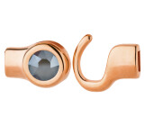 Hakenverschluss rose gold mit Kristallstein Crystal Dark Grey 7mm (ID 5x2) 24K rose vergoldet