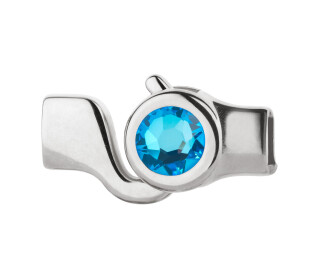 Hook closure silver antique with crystal stone in Crystal Royal Blue DeLite 7mm (ID 5x2) 999° antique silver plated