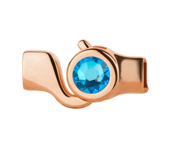 Haaksluiting rosegoud met kristalsteen Royal Blue DeLite 7mm (ID 5x2) 24K rosé verguld
