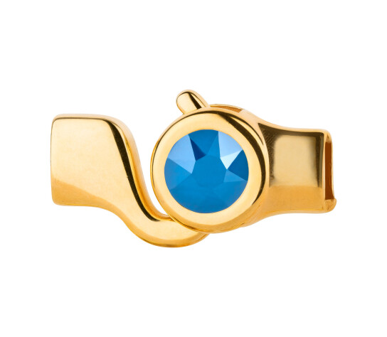 Hakenverschluss gold Kristallstein Crystal Royal Blue 7mm (ID 5x2) 24K vergoldet