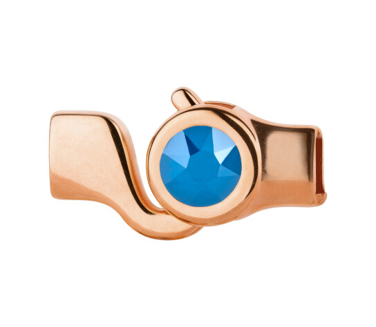 Hook closure rose gold with crystal stone Crystal Royal Blue 7mm (ID 5x2) 24K rose gold plated