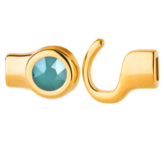 Cierre de gancho dorado con cristal Crystal Royal Green 7mm (ID 5x2) 24K chapado en oro
