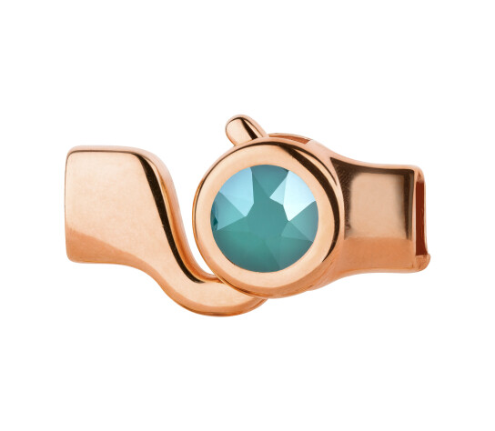 Cierre de gancho oro rosa con piedra cristal Crystal Royal Green 7mm (ID 5x2) 24K chapado oro rosa