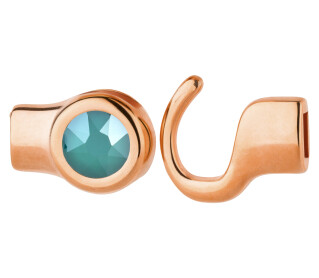 Cierre de gancho oro rosa con piedra cristal Crystal Royal Green 7mm (ID 5x2) 24K chapado oro rosa