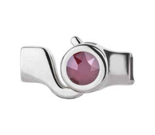 Hook closure silver antique with crystal stone in Crystal Dark Red 7mm (ID 5x2) 999° antique silver plated