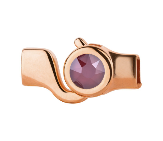 Hakenverschluss rosegold mit Kristallstein Dark Red 7mm (ID 5x2) 24K rosé vergoldet