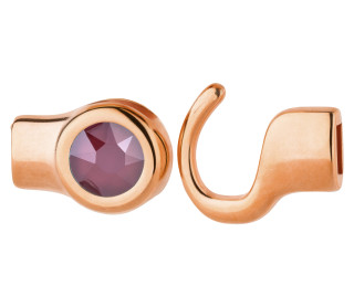Hakenverschluss rosegold mit Kristallstein Dark Red 7mm (ID 5x2) 24K rosé vergoldet