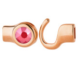Hakenverschluss rosegold mit Kristallstein Royal Red 7mm (ID 5x2) 24K rosé vergoldet