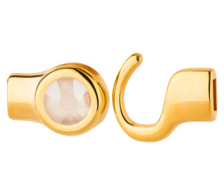 Haaksluiting goud met kristallen steen Crystal Ivory Cream 7mm (ID 5x2) 24K verguld