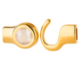 Haaksluiting goud met kristallen steen Crystal Ivory Cream 7mm (ID 5x2) 24K verguld