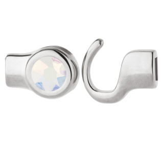 Chiusura a gancio argento antico con pietra cristallo Crystal Transmission 7mm (ID 5x2) 999° placcato argento