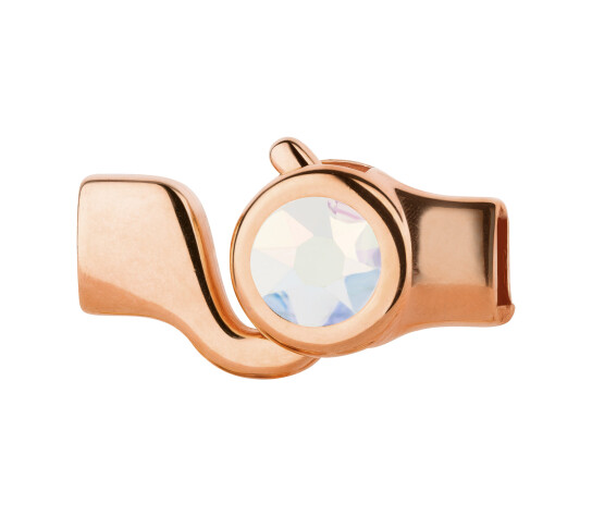 Haaksluiting roségoud met kristallen steen Crystal Transmission 7mm (ID 5x2) 24K roségoud verguld