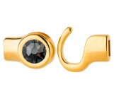 Hook closure gold with crystal stone Crystal Silver Night 7mm (ID 5x2) 24K gold plated