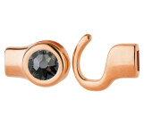 Hook closure rose gold with crystal stone Crystal Silver Night 7mm (ID 5x2) 24K rose gold plated