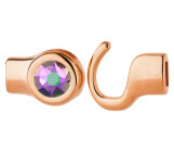 Fermeture à crochet or rose avec un pierre de cristal Crystal Paradise Shine 7mm (ID 5x2) 24K plaqué or rose