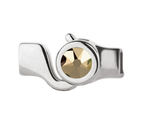 Hook clasp antique silver with crystal stone Crystal Met Lt Gold 7mm (ID 5x2) 999° antique silver-plated