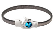 Cierre de gancho plata antigua con cristal Crystal Metallic Blue 7mm (ID 5x2) 999° plateado antiguo