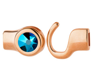 Cierre de gancho dorado con cristal Crystal Metallic Blue 7mm (ID 5x2) 24K chapado en oro
